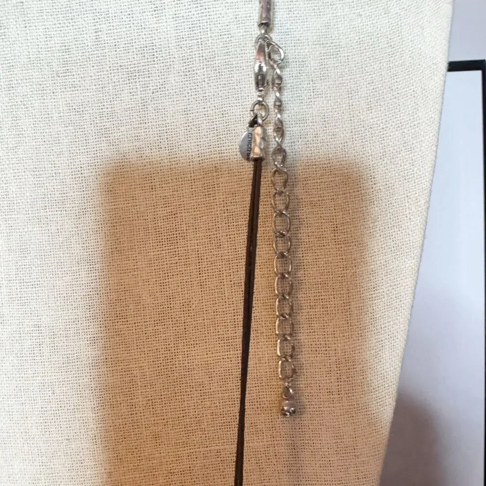 Chico’s Mixed Metal Gold Silver Bohemian Chunky Beaded Long Necklace 30”